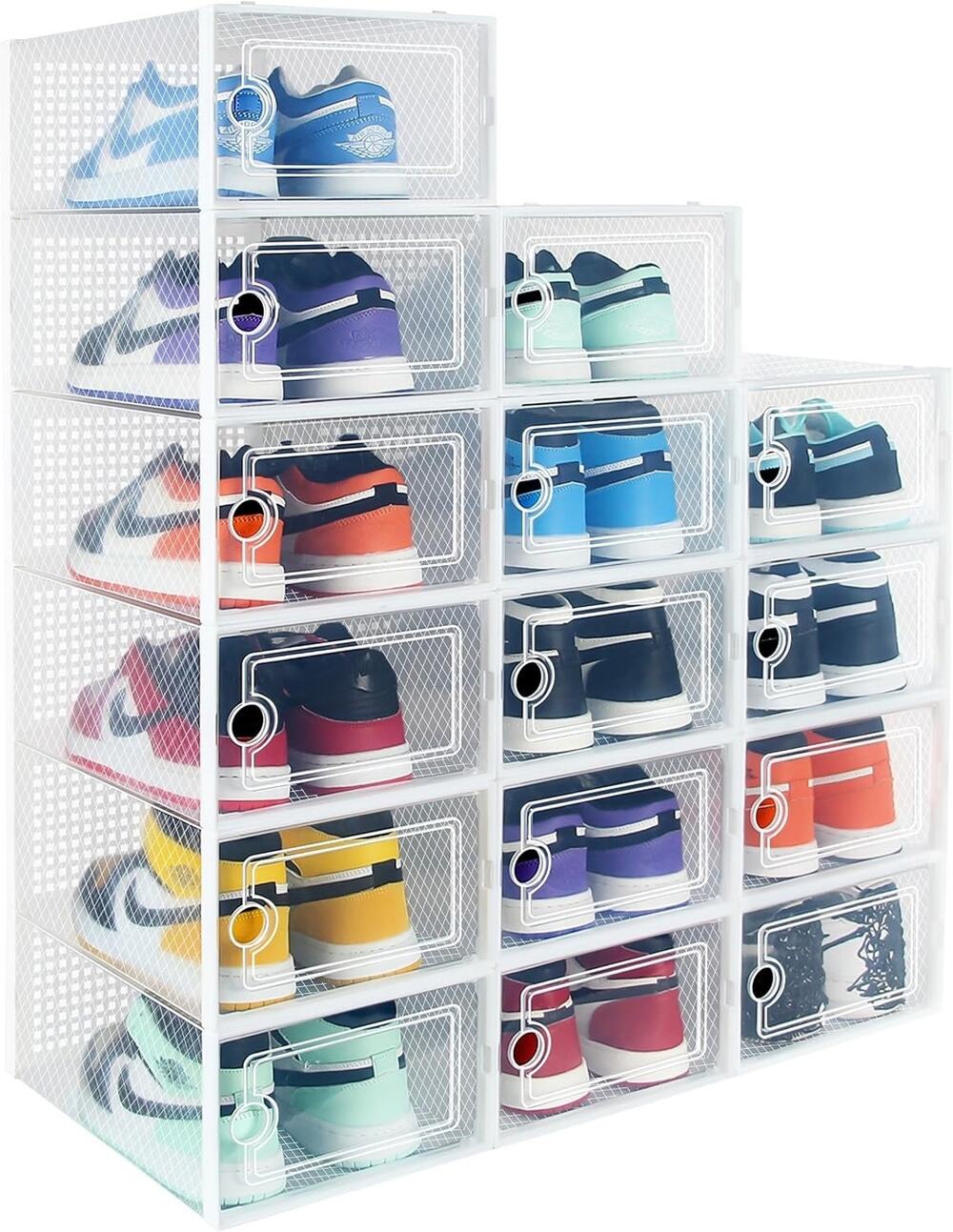 Stackable Clear Shoe Storage Boxes - 15 Pack Foldable Organizers for Closet